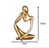 3pc Thinking Man Statue Figurine Set - Gold