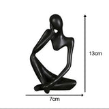 3pc Thinking Man Statue Figurine Set - Black